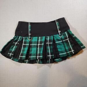Tripp NYC‎ Y2K Size Medium plaid pleated skirt green black summer